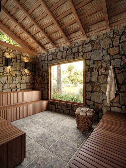 Sauna em pedra natural